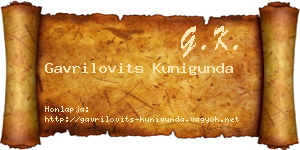 Gavrilovits Kunigunda névjegykártya